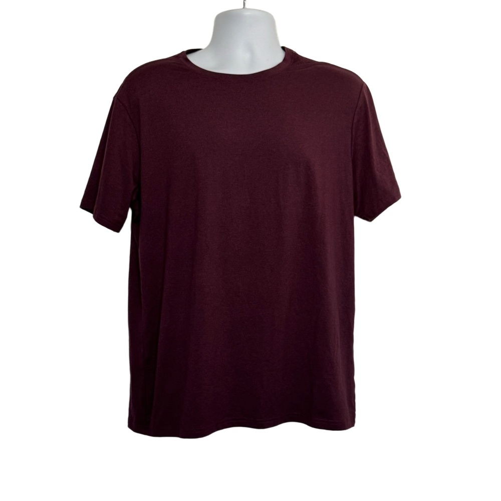01 ALGO Shirt Performance Quick‎ Dry Maroon Short Sleeve Crew Neck Large